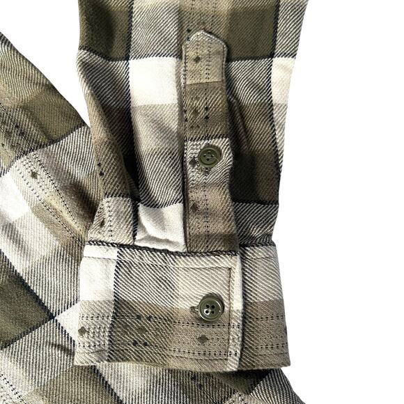 Frye Men’s Plaid Button Down Shirt Green Gray 100% Cotton Long Sleeve Medium - Picture 9 of 11